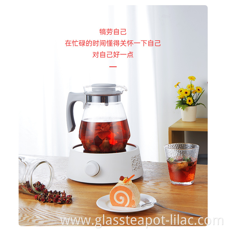 Lilac FREE Sample 1.5L/2.0L kitchen utensils borosilicate glass teapot luxery gas stove warmer direct heating tea pot for cooker